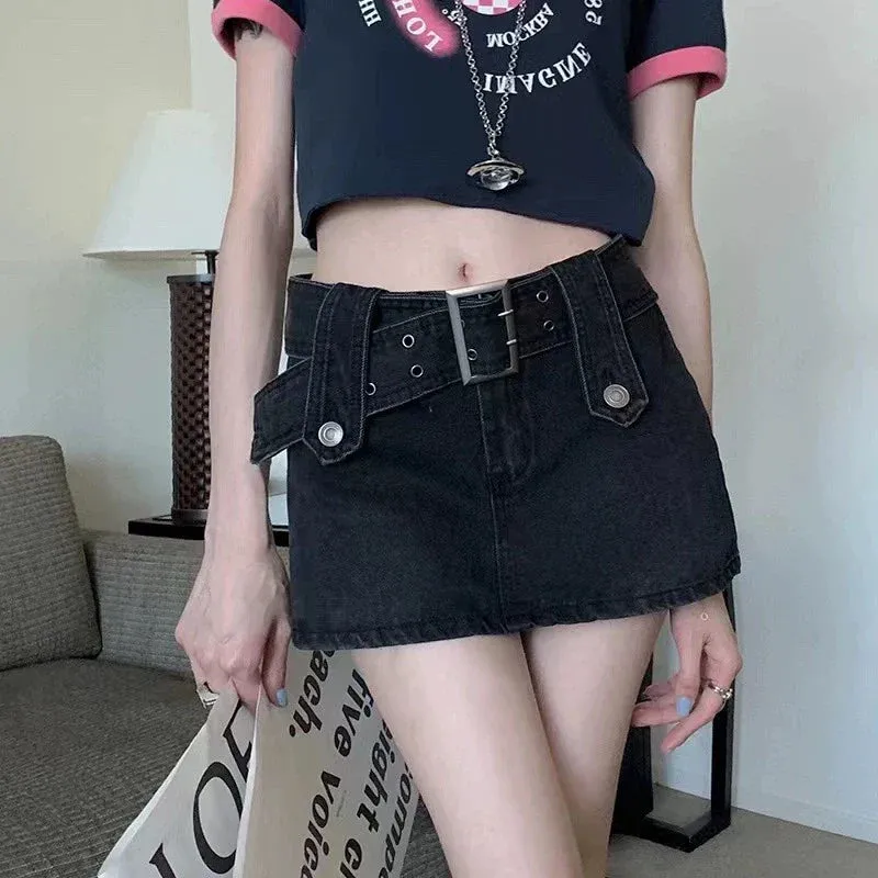 Vintage Black Grunge Y2K High Waist Mini Skirt