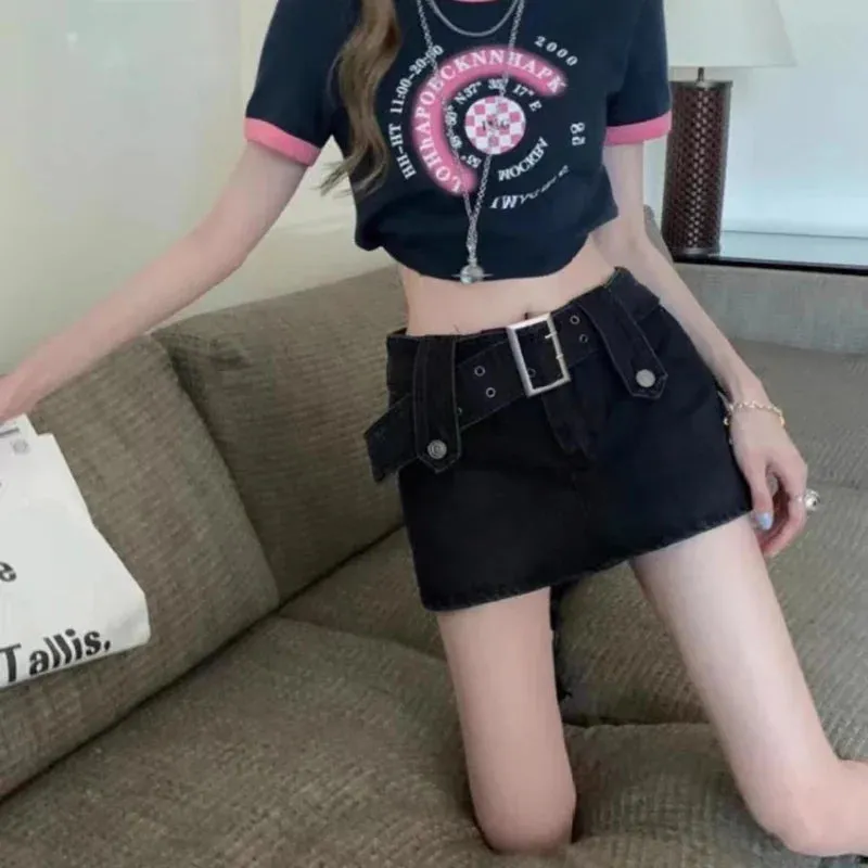 Vintage Black Grunge Y2K High Waist Mini Skirt