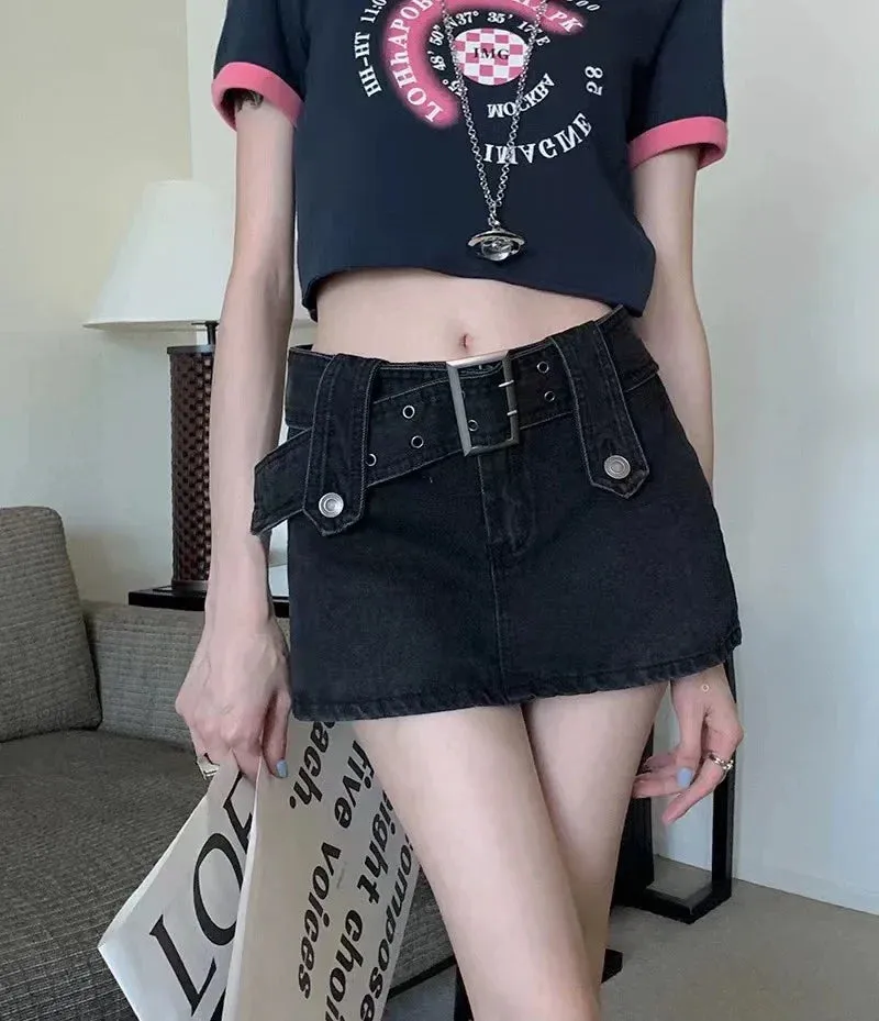 Vintage Black Grunge Y2K High Waist Mini Skirt