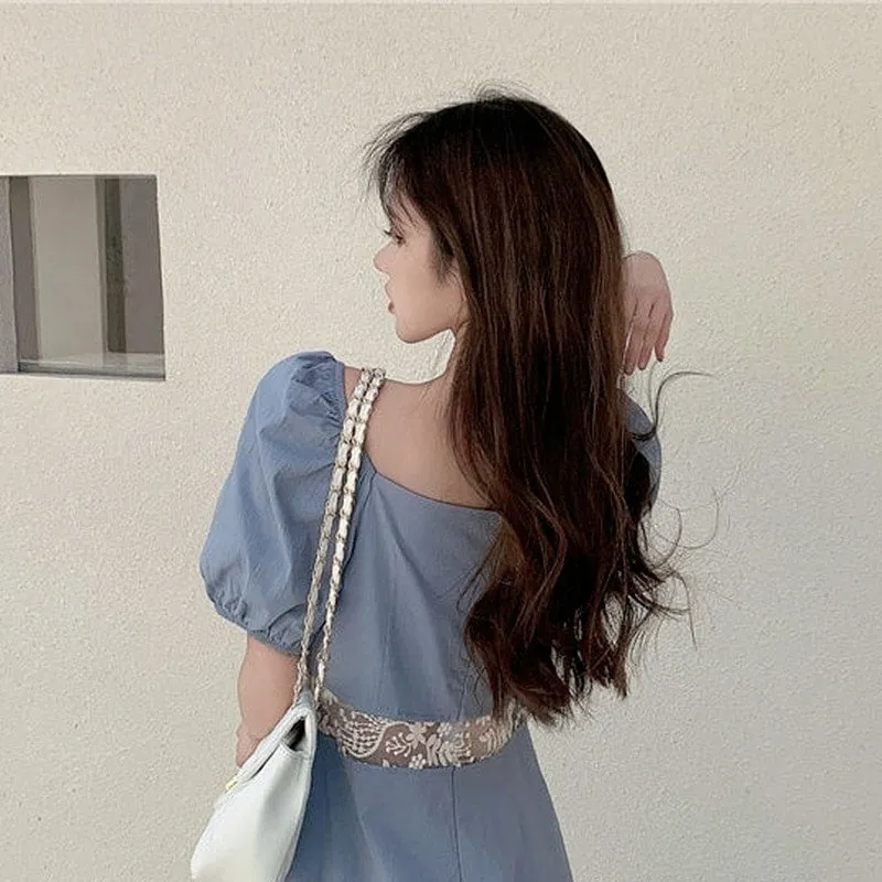 Vintage Elegant Puff Sleeve Short Dress