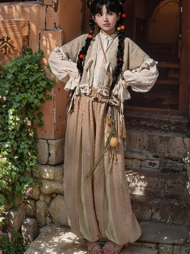 Vintage Ethnic-Style Lantern Casual Pants