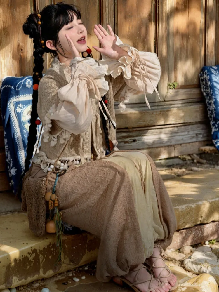 Vintage Ethnic-Style Lantern Casual Pants