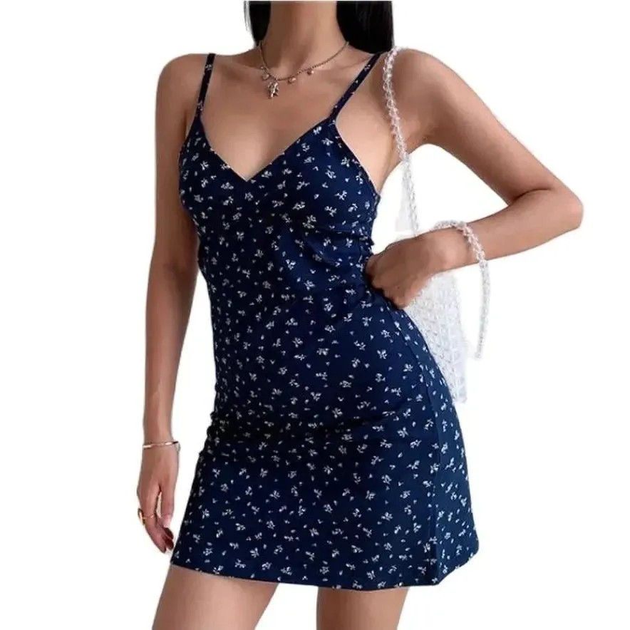 Vintage Floral Cross Camis Dress