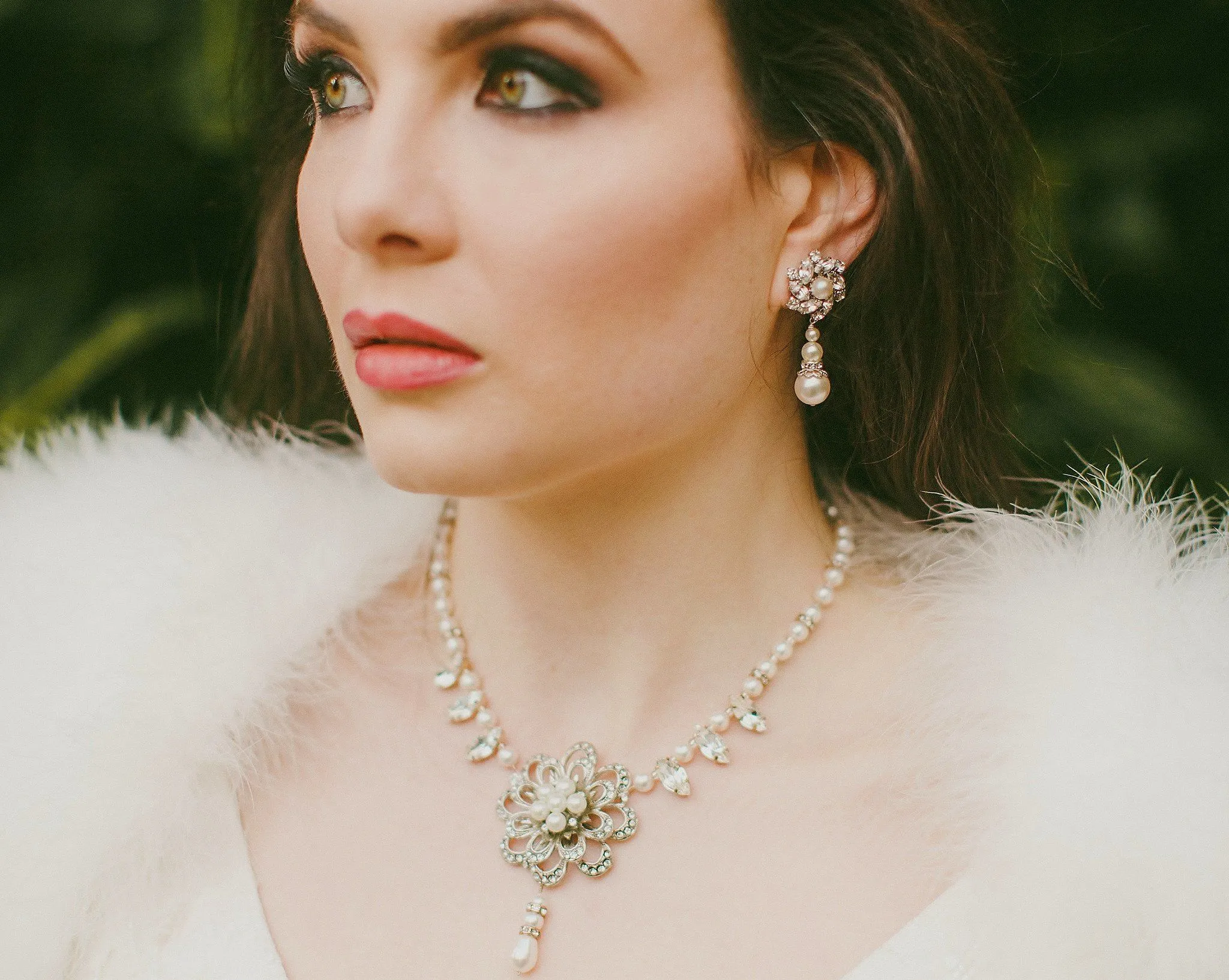 Vintage Styled Flower Necklace, Bridal Pearl Necklace, Danielle [Archival- Handmade]