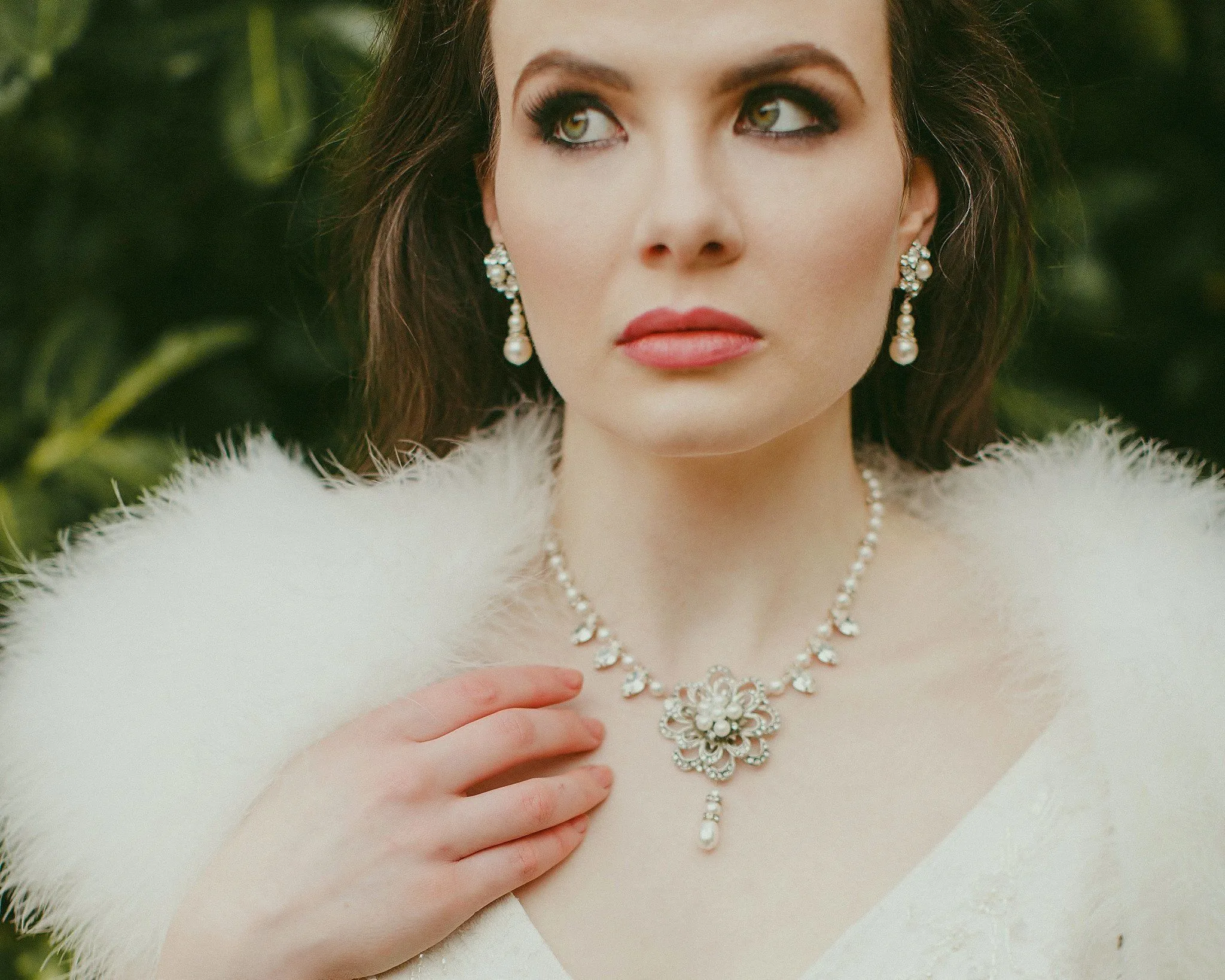 Vintage Styled Flower Necklace, Bridal Pearl Necklace, Danielle [Archival- Handmade]