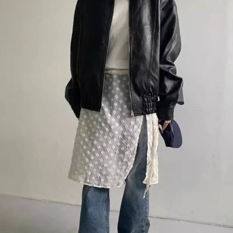 Vintage Tulle Lace Flower Mesh Overlay Casual Skirt