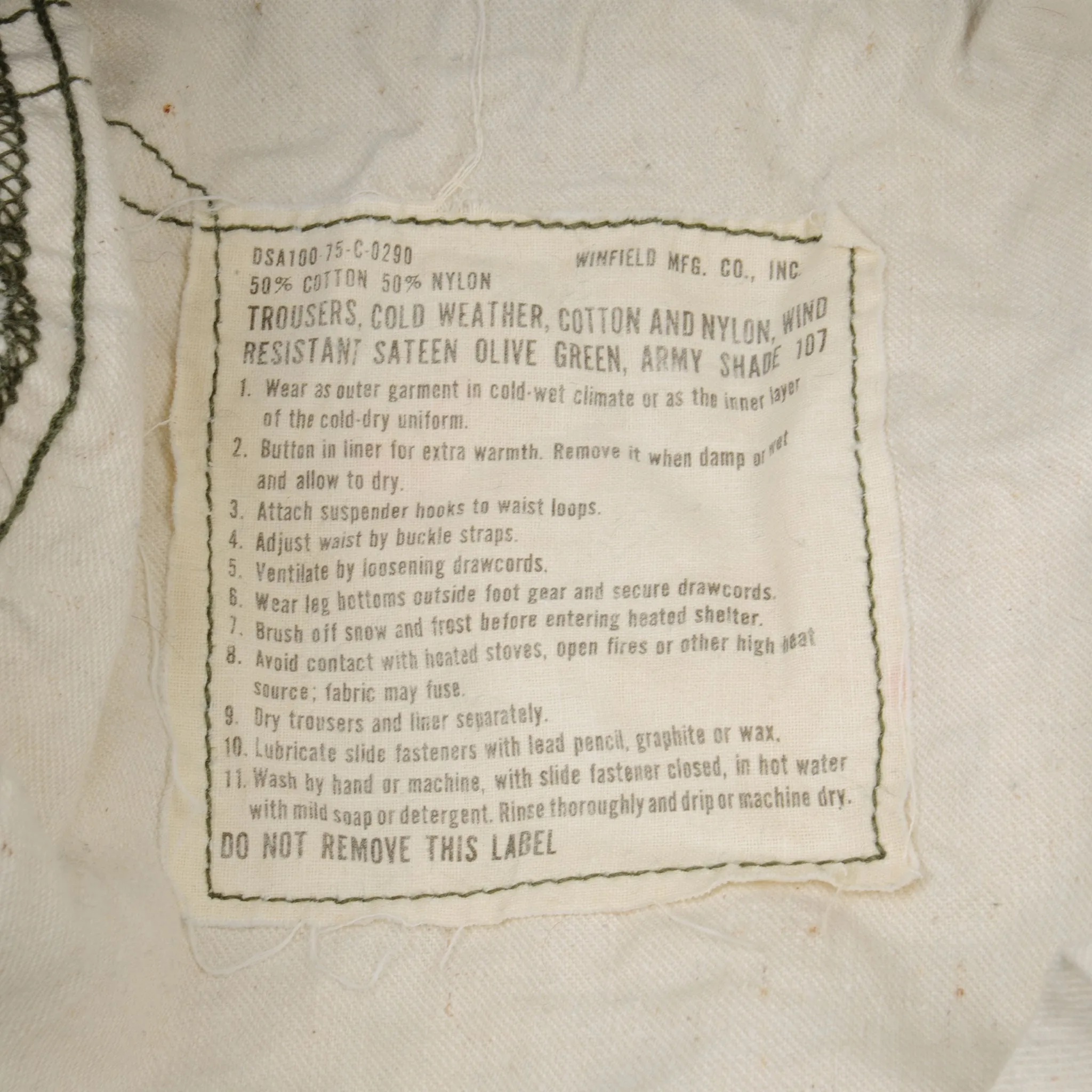VINTAGE US ARMY FIELD TROUSERS PANTS M-1965 M65 1975 VIETNAM WAR MEDIUM LONG 34X32