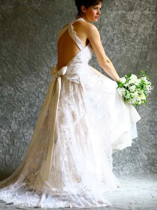 Vintage Wedding Dresses,Lace Wedding Dress,Backless Wedding Dress,Sweep Train Bridal Dress,WD00058